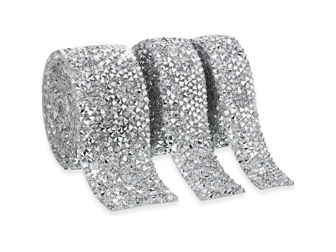 Cinta Autoadhesiva De Diamantes De Imitación, 3 Yardas, 3 Rollos En 3 Tamaños. Cinta Brillante De Diamantes De Imitación Para Decoración.
