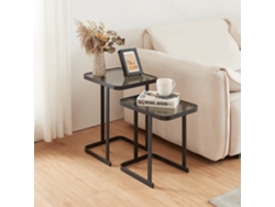 Set de 2 mesas auxiliares nido Laxå cristal metal 41x32x51 cm - Negro [EN.CASA]