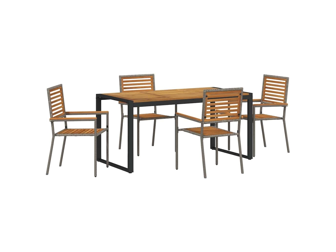 Maison Exclusive - Conjunto De Comedor De Jardín 5 Pcs Gris Y Marrón