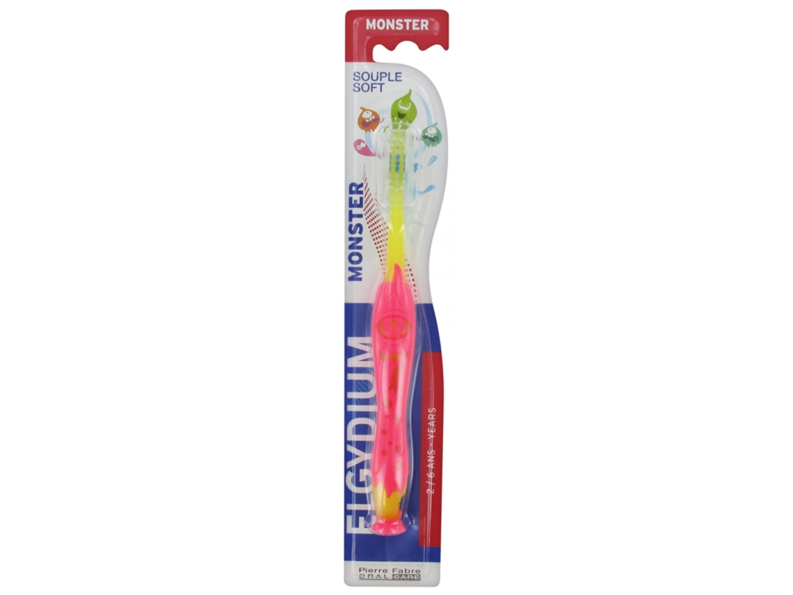 Cepillo de Dientes Monstruo 2-6 Años Suave Color: Amarillo Y Rosa ELGYDIUM