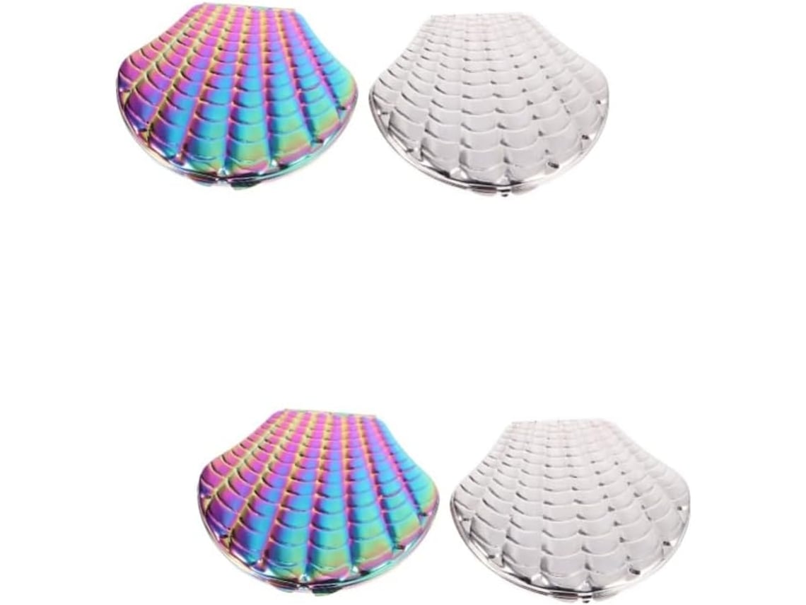 Bolso De Mano Con Espejo Portátil De 4 Piezas, Neceser Plegable Para Maquillaje De Mujer, Bolsos Con Forma De Concha Marina.