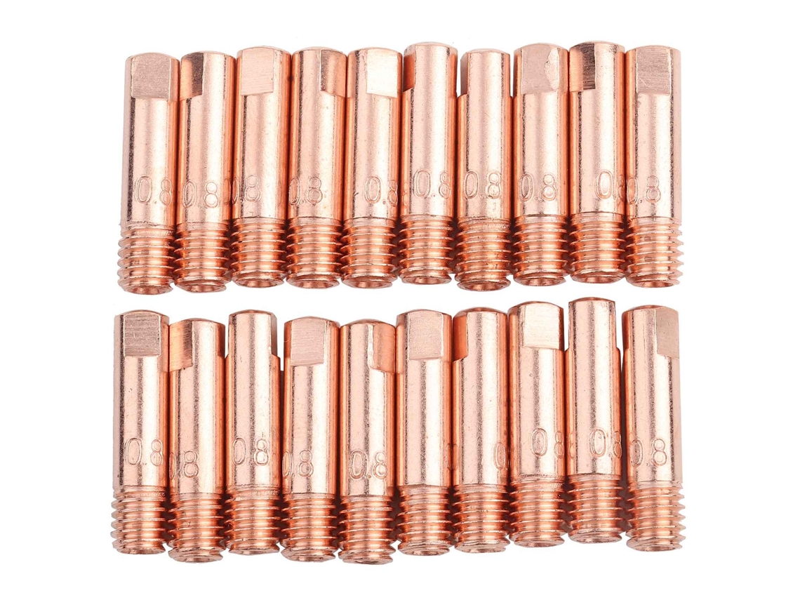 20 Puntas De Contacto De Cobre Para Soplete De Soldadura Mig/mag 15ak (0,8 Mm)
