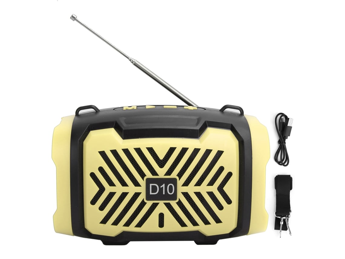 Caixa De Som Sem Fio Bluetooth V5.0 Com Rádio Fm, Lanterna E Correia Amarela Para Festa E Camping
