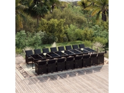 Juego de comedor de jardín DKD Home Decor de 17 piezas con cojines de mimbre negros