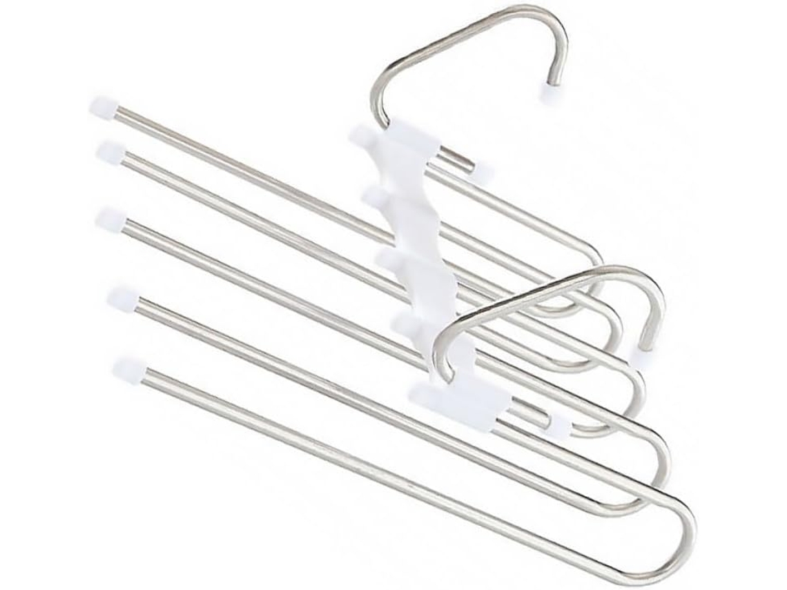 Percha Pantalones Acero Inoxidable Blanco Multifuncional Forma Soporte Bufandas Organizador Armario Ahorra