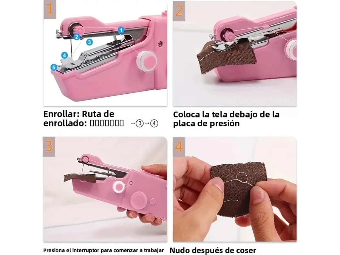 Mini Máquina De Coser Eléctrica (rosa), Máquina De Coser De Mano Con Aguja, Hecha A Mano, Para El Hogar Y Para Viajes.