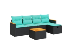 Maison Exclusive - Set De Sofás De Jardín 6 Piezas Y Cojines Ratán Sintético Negro