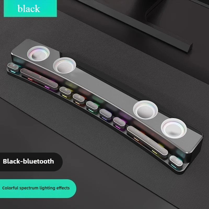 (negro) Altavoz Largo, Altavoz Bluetooth Para Juegos, Subwoofer, Luces Led De 7 Colores/radio Fm