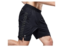 Pantalones Cortos De Running Ligeros De Secado Rápido Para Hombre Con Bolsillo Y Diseño 2 En 1 - Talla M