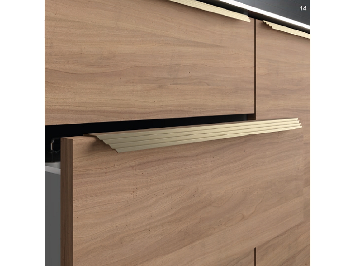 Tirador Para Mueble De Perfil De Aluminio Distancia Entre Ejes 347x15x4188 Mm Acabado Oro Satinado
