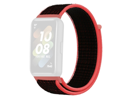 Correa de nailon ajustable cierre de lazo para Huawei Band 7 - rojo/negro