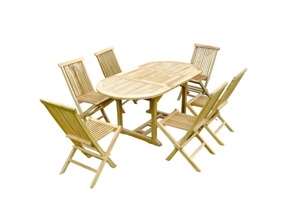 Conjunto de Jantar CONCEPT U Kajang (Marrón - Teca - 170x90x75 cm)
