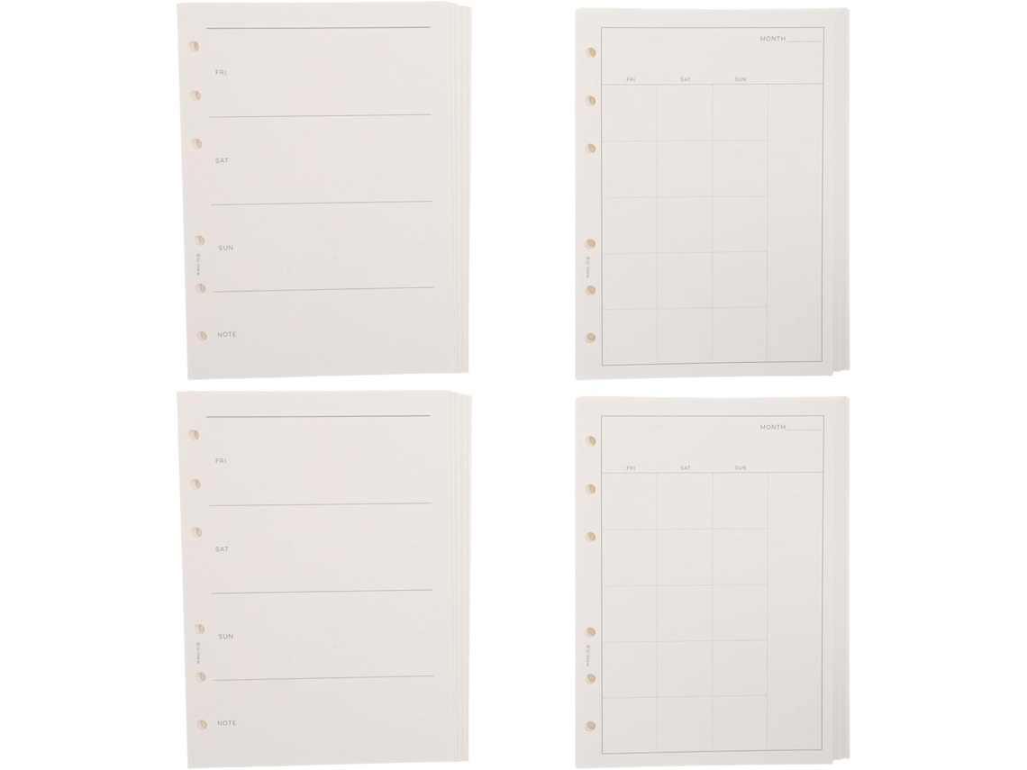 Recambio de papel interior A6 para carpeta, 4 blocs de hojas sueltas, 6 perforaciones, sin hexágonos...