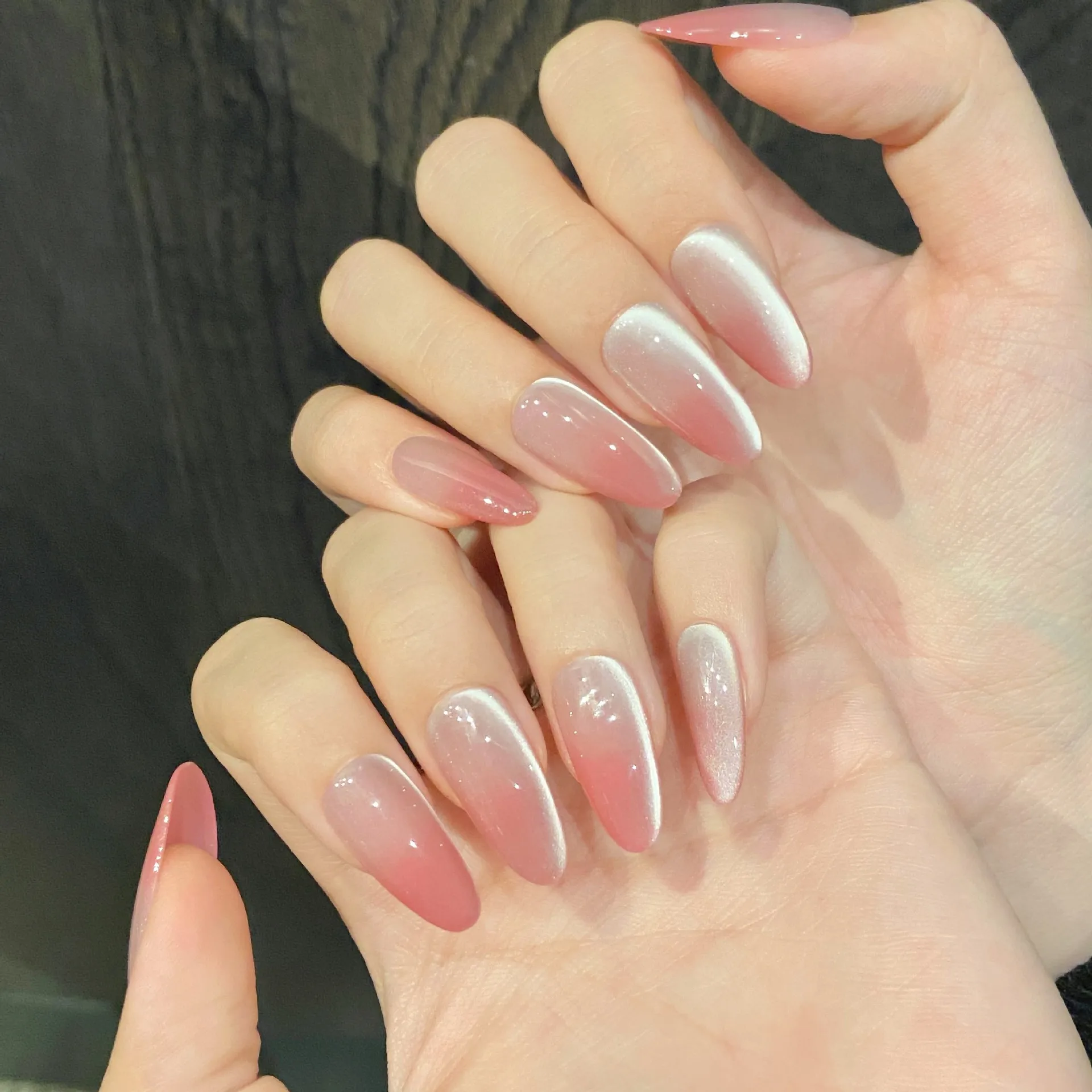 (593-xs) Set De 10 Uñas Postizas Prefabricadas Hechas A Mano, Tipo Prensado