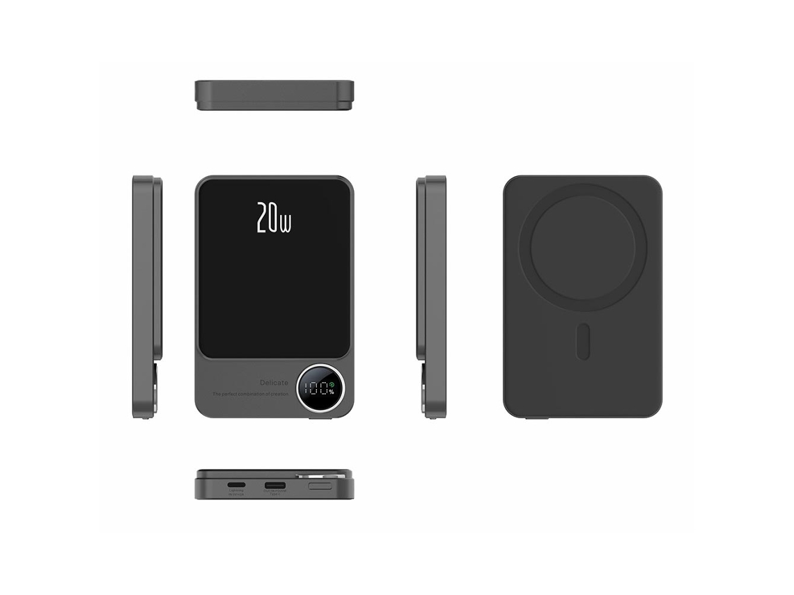 Batería Externa Magnética Inalámbrica De 10000 Mah Con Carga Rápida Pd20w, Diseño Ultradelgado Y Pantalla Led.