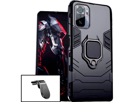 Kit Carcasa y Soporte Magnético para Auto Xiaomi Redmi Note 10s PHONECARE Military Defender Negro