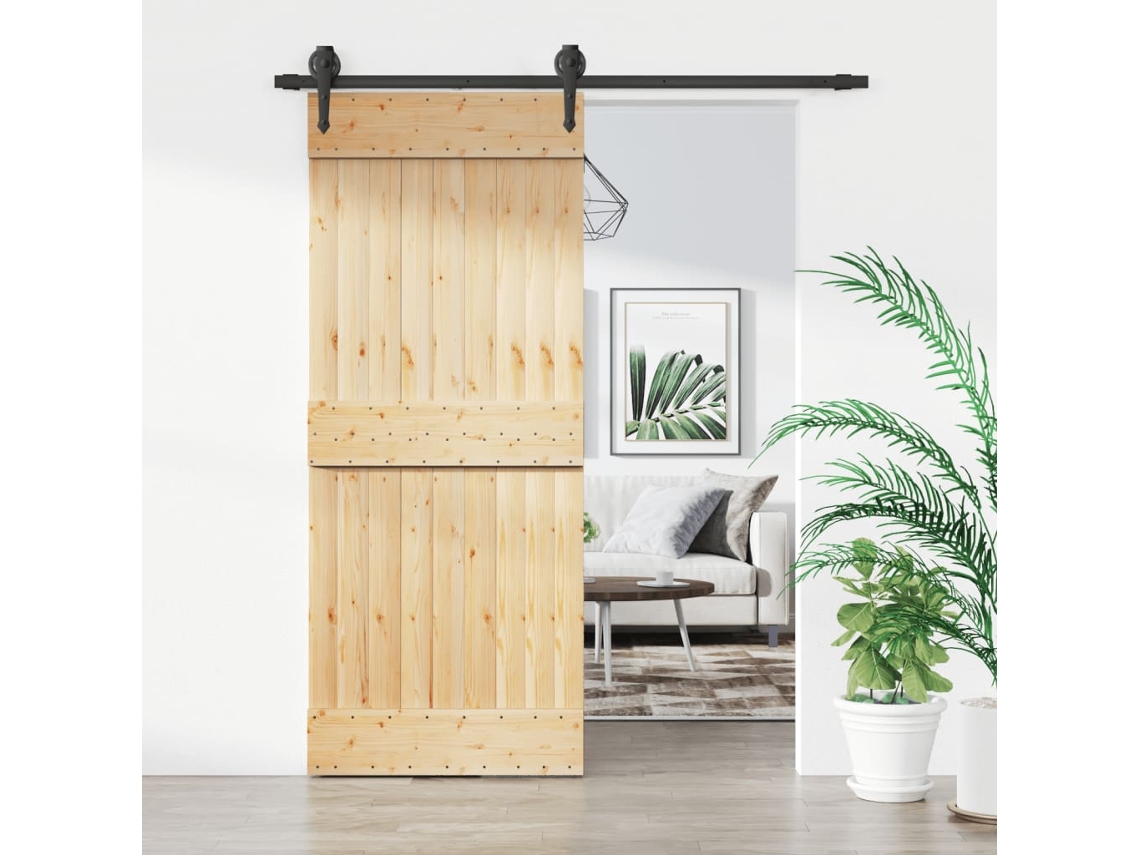 Puerta corredera con herrajes 85x210 cm madera maciza de pino LOVELY HOME