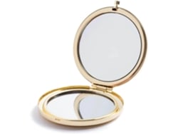 Espejo de maquillaje plegable compacto de doble cara con aumento para viajes