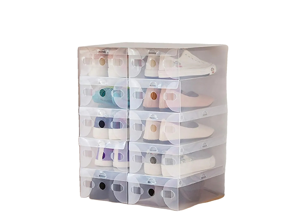 Caja de almacenamiento para zapatos, construcción duradera, diseño apilable, OEM transparente
