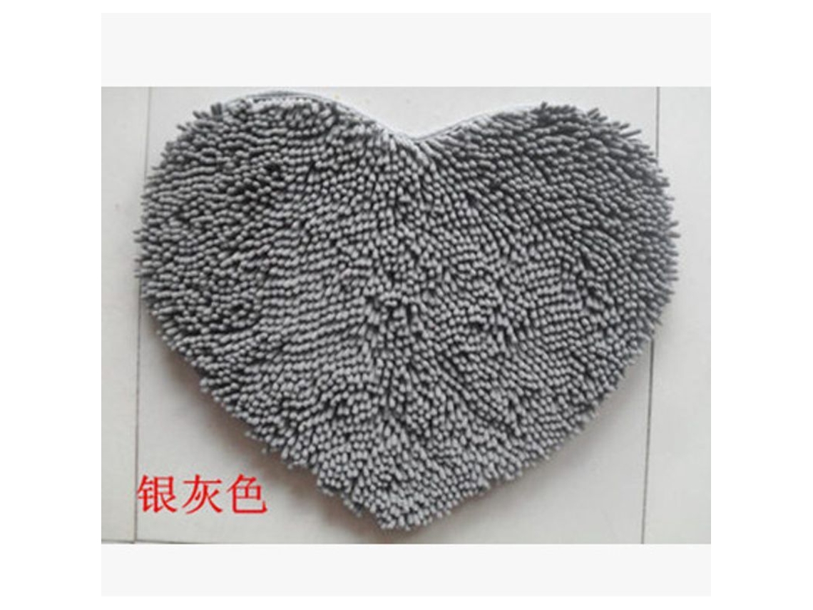 2026-alfombra Corazón Antideslizante Lavable Chenille Para Baño Entrada Sala 50x60cm Gris
