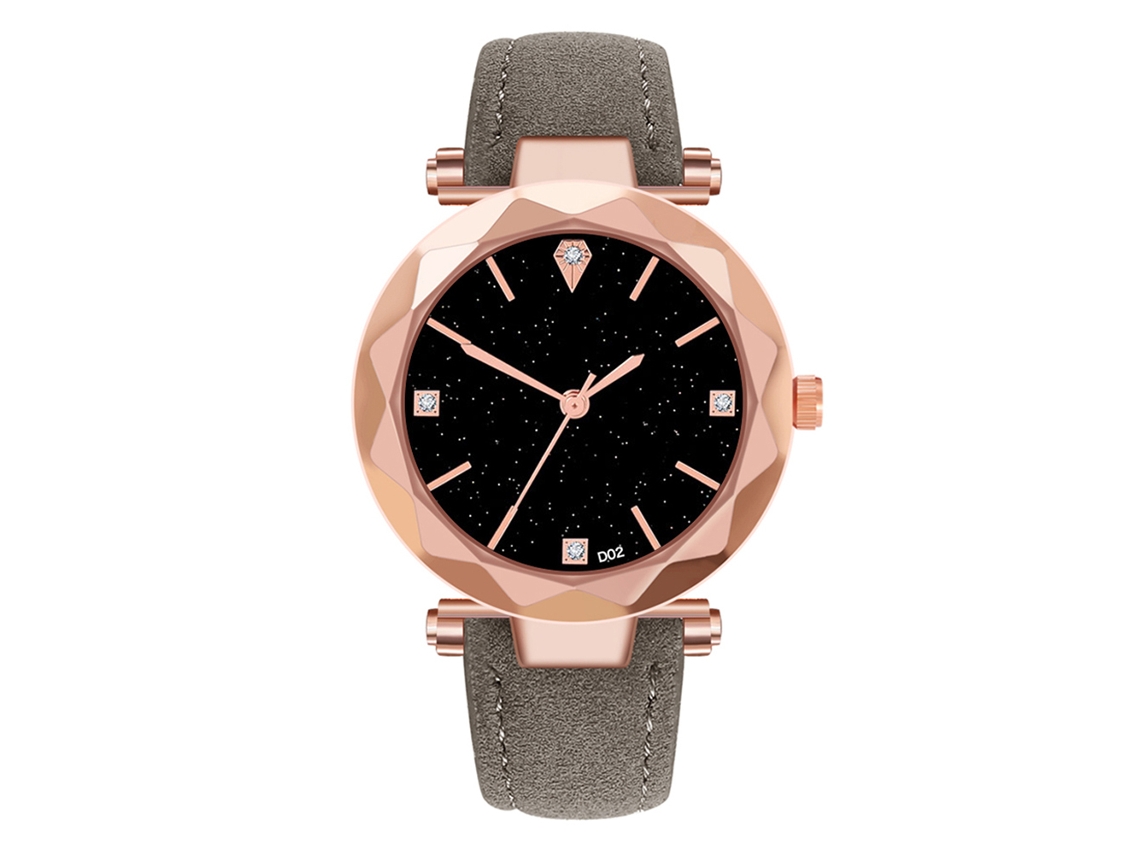 Reloj De Pulsera De Cuarzo Para Mujer En Piel Sintética Con Esfera Redonda, Gris Elegante E Informal.