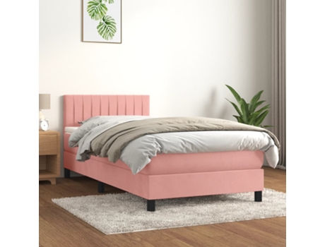 Cama con somier VIDAXL (Rosa - Terciopelo - 203 x 90 x 88 cm)