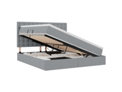 Maison Exclusive - Cama Con Almacenamiento Y Led Gris Claro 160 X 200 Cm Poliéster