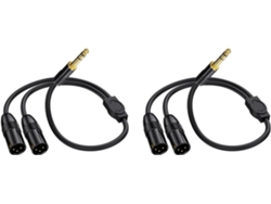 2 Conectores Macho Trs De 6" (35 Mm) A 2 Micrófonos Xlr Dobles Macho
