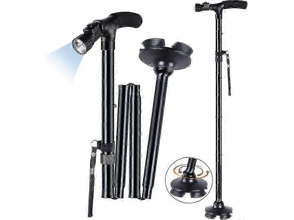 Bastón portátil con luz LED, mango ajustable y plegable, ideal para personas mayores, hombres y mujeres.