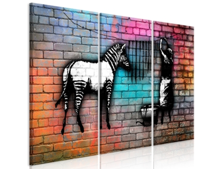 Cuadro ARTGEIST Washing Zebra - Colourful Brick (3 Parts) (60x40)