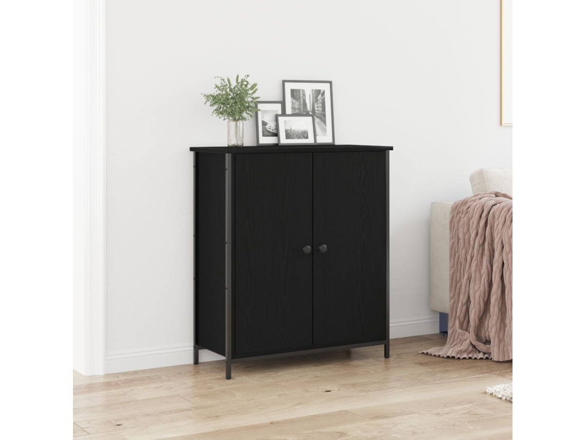Aparador | Gabinete de apoyo | Aparador de roble negro de 70 x 30 x 80 cm, madera de ingeniería y acero WSD919719 Lovely Home