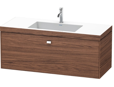 Lavamanos DURAVIT Brioso c-bonded con base mural 120,0x48,0 cm 1 cajón sin rebosadero con banco para grifos 1 agujero para grifos
