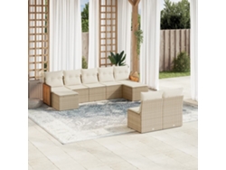 Conjunto de 9 sofás de jardín con cojines de mimbre beige de Dkd Home Decor