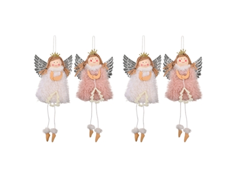 Decoración navideña Ángel Muñeca Colgante Árbol Adornos colgantes Artesanía navideña Elfos Decoraciones, rosa blanco