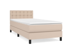 Cama Con Somier VIDAXL Marrón Cuero artificial (90x200 cm)