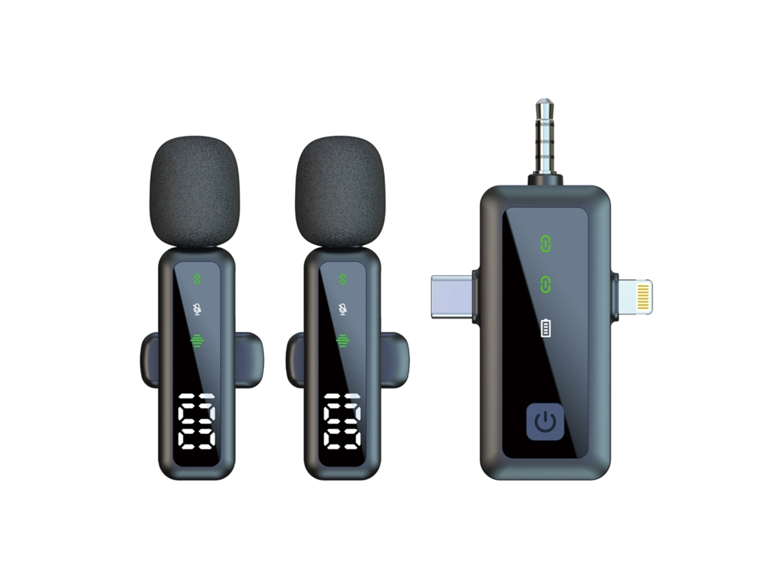 Micrófono de solapa inalámbrico H68 para iPhone, teléfonos Android y cámaras Hexinyigjly (2 unidades)