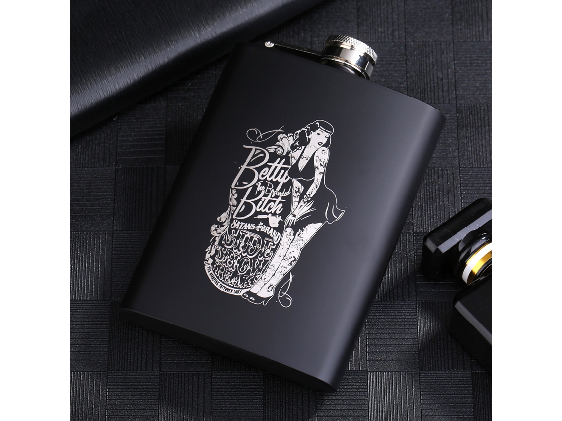 Jarra Portátil De Acero Inoxidable De 237 Ml (8 Oz) Para Vino Y Whisky, Color Negro Mate, Ideal Para Viajes Y Actividades Al Aire Libre.