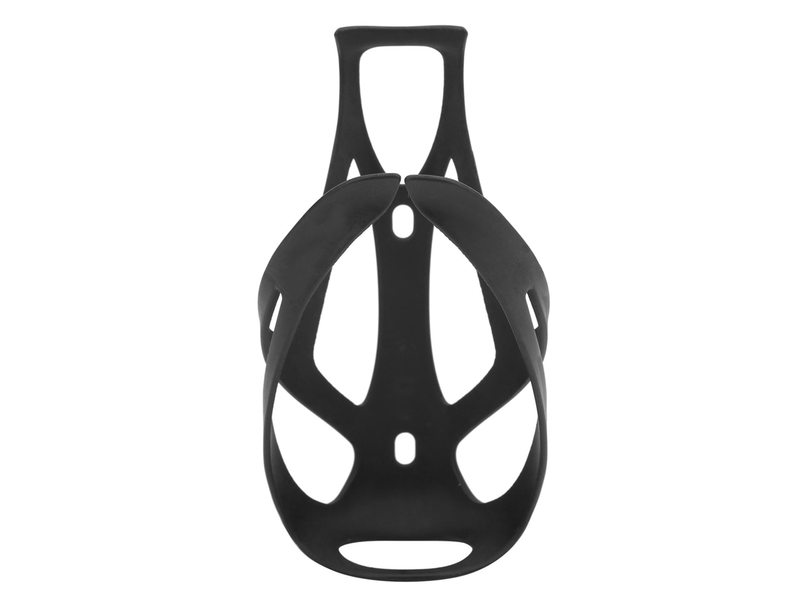 Portabotellas para bicicleta con sistema de sujeción seguro, accesorio de ciclismo negro, sin marca.