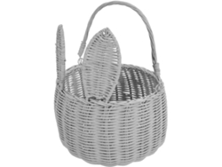 Cesta Con Forma De Conejito De Pascua Con Asa, Cesta Tejida Para La Búsqueda De Huevos Y Almacenamiento.