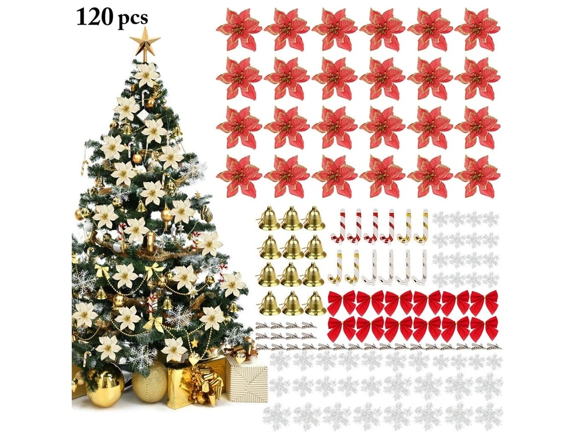 Adornos Navideños Colgantes Con 120 Flores Brillantes*