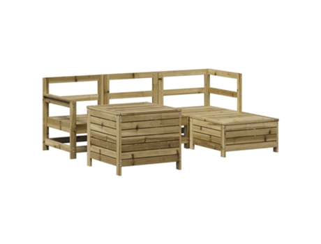 Conjunto 5 de sofás de jardín VIDAXL madera de pino impregnada