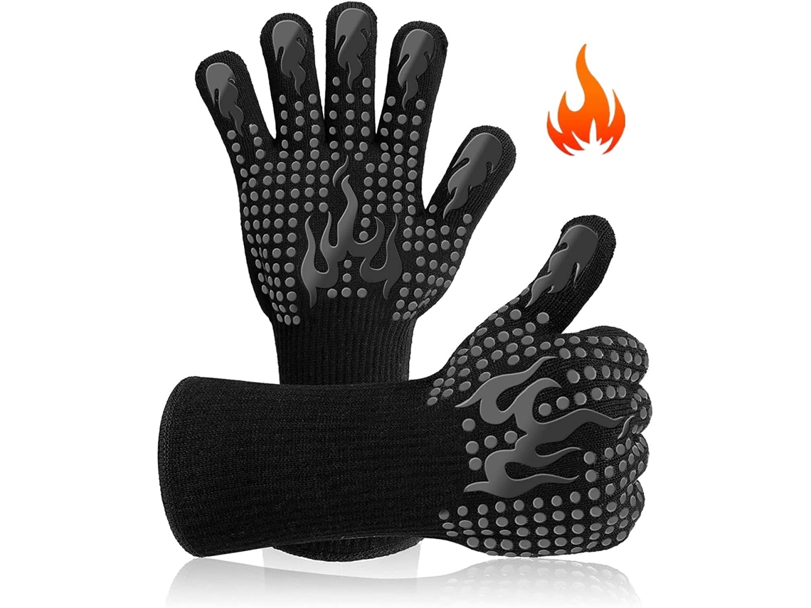 Guantes esenciales Grill Masters resistentes al calor e ignífugos, de silicona antideslizante para cocinar, asar, hornear y acampar (1 unidad)