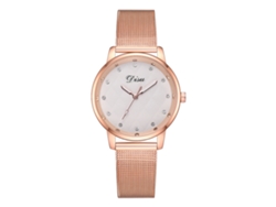 Reloj De Pulsera De Cuarzo Informal Para Mujer Con Correa De Malla De Aleación Y Diamantes De Imitación Blancos.