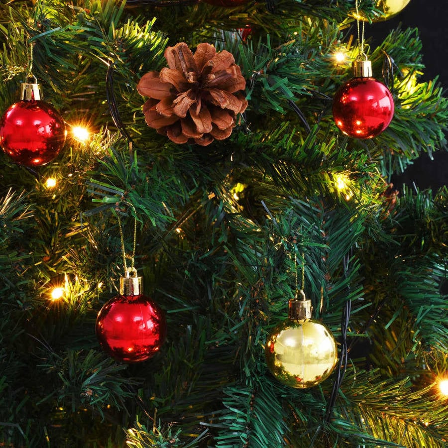 Árbol de Navidad VIDAXL con Bolas y Luces LED (Verde - 90x180 cm)