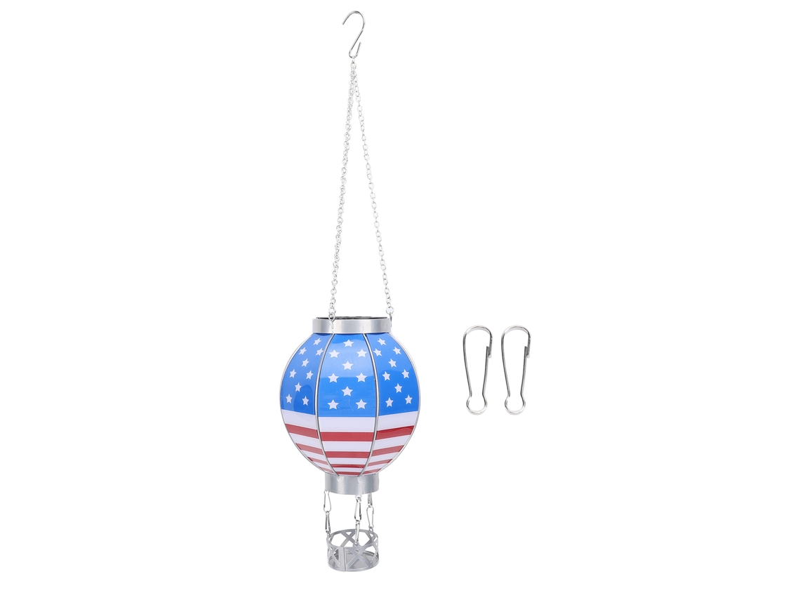 Linterna solar decorativa con forma de globo aerostático, luz solar colgante con portavelas para patio, jardín, porche, L