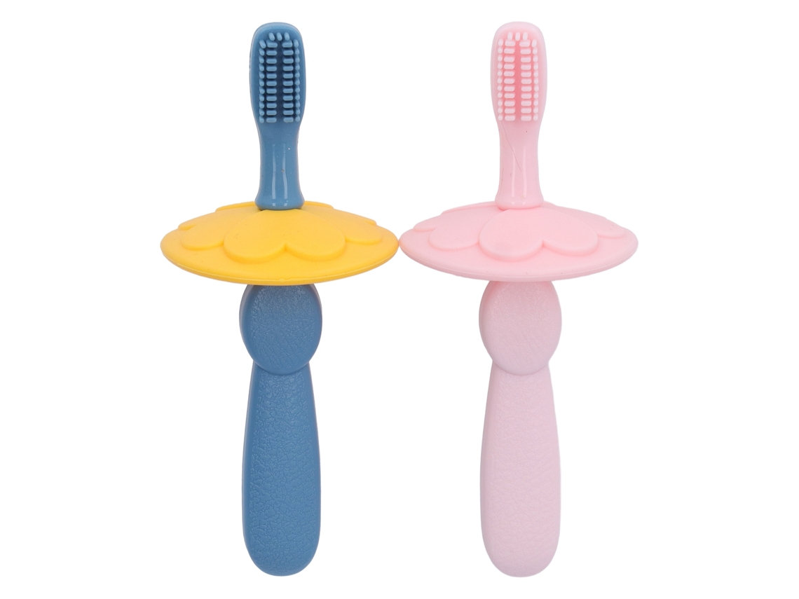 2pcs Escovão De Dentes De Silicone Para Bebê Cerdas Ultra Macias Design Seguro Removível