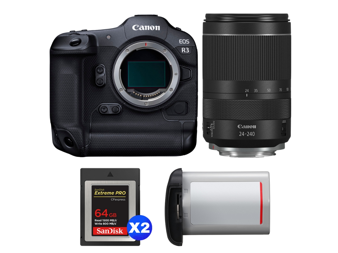 Canon Eos R3 + Rf 24-240mm F/4-6.3 Is Usm + 2 Sandisk 64gb Extreme Pro Cfexpress Type B + Canon Lp-e19 + Ebook “20 Consejos Para Fotos Que Impactan”