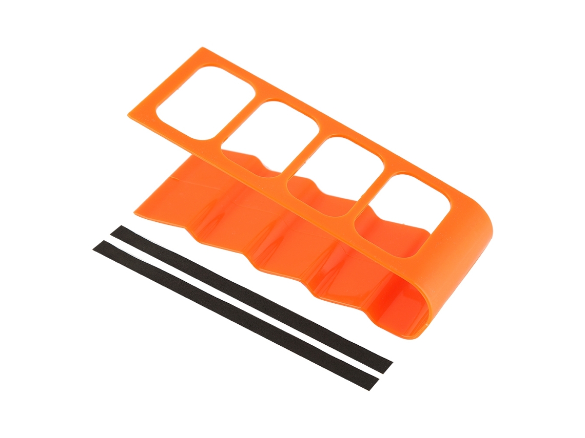 Organizador De Escritorio De Plástico Naranja Para Mandos A Distancia De Tv, Dvd, Vcr Y Teléfonos Móviles, 4 Compartimentos.