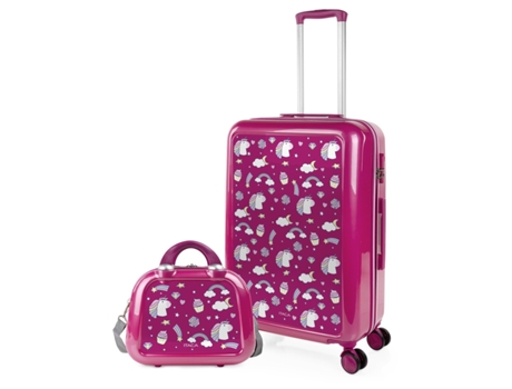 Juego De Maletas Pc ITACA Personalizado Base Fucsia fucsia-unicornios (44X65x25 Cm - 63L)