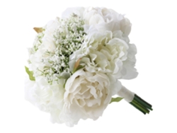 Ramo de novia con peonías blancas para la novia slowmoose